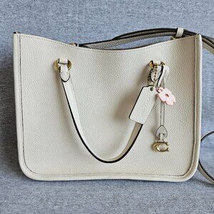 Coach Tyler Carryall Pebble Leather Shoulder Bag Crossbody Chalk (C3460) Charms